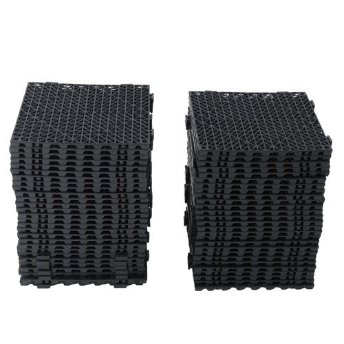 55PCS 12x12" Interlocking Drainage Floor Tiles Modular Interlocking Tile Black