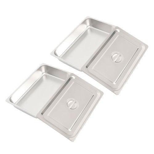 Restaurant Steam Table Pans 2 Pack Full Size 4 Inch Deep Thickened with Lid