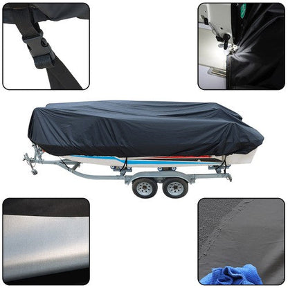 11-13ft Waterproof Heavy Duty Boat Cover V-Hull Runabouts 420D Black