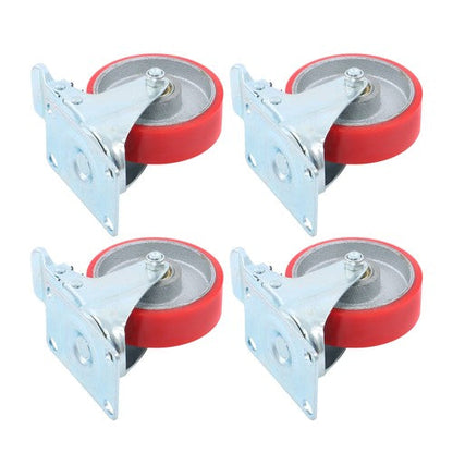 4 Inch Heavy Duty Casters, Swivel Caster Wheels with Brake, Polyurethane