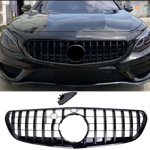For 2015-2017 Mercedes Benz W217 S500 S550 GT Front Bumper Grille Glossy Black