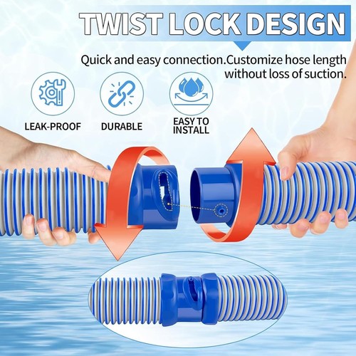 6 Pack Pool Cleaner Hose for Zodiac X7 T3 T5 MX6 MX8, 39" Twist Lock Hoses