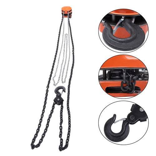 Hand Chain Hoist Steel 3Ton/6600 Lbs10ft/3m 360° swivel hook 1m lifting strap