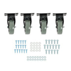 4 Pack Grey 4 Inch Swivel Caster Wheels Heavy Duty With brake