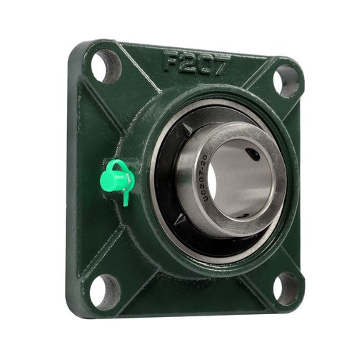 2 × UCF207-20 1-1/4" Bore Pillow Block Flange Bearing 4 Bolt Solid Base