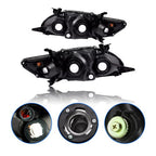 For 2011 2012 2013 Toyota Corolla Headlights Headlamp Pair Black Housing  LE XLE