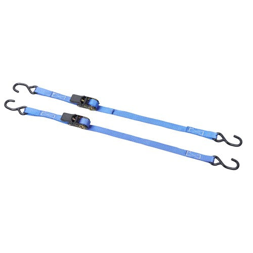 Ratchet Strap*2 Steel+Polyester Blue Fracture Strength 2400lbs 1in*4ft S Hooks