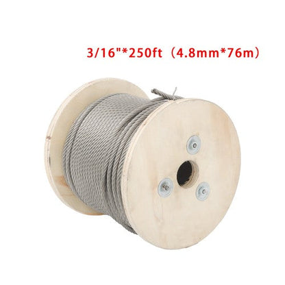 T304 3/16 Inch Stainless Steel Cable 7x19 Strands 250FT 3700 lbs Steel Wire Rope