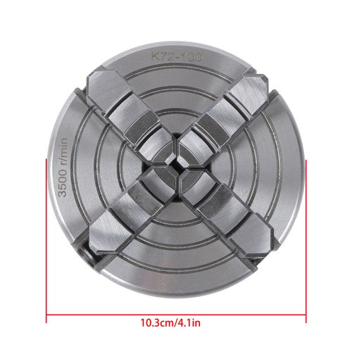 K72-100 4Inch 4-Jaw Metal Lathe Chuck Independent Reversible Jaws Key Handle New