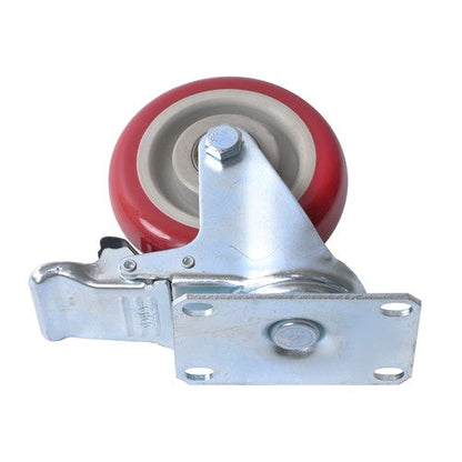 4 pcs 4-inch universal casters red (2 with brakes and 2 without brakes)
