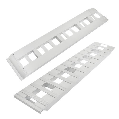 2Pcs 72'' × 14'' Aluminum Sliver Trailer Ramps 6500LBS Total Beavertail Hook End