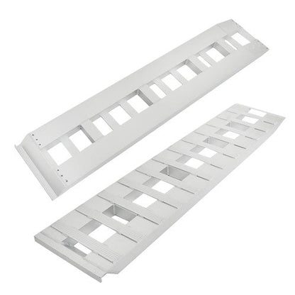 2Pcs 72'' × 14'' Aluminum Sliver Trailer Ramps 6500LBS Total Beavertail Hook End