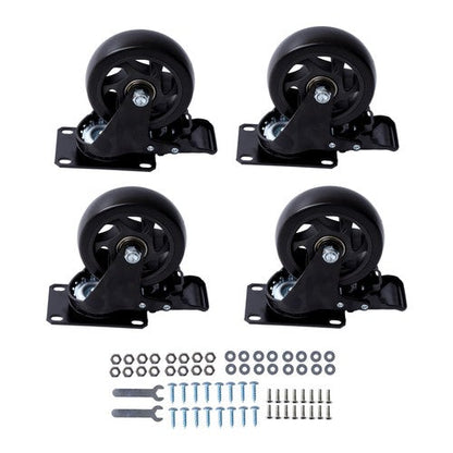 4 Inch Universal Heavy Duty Swivel Caster Wheels × 4 with Brakes Black