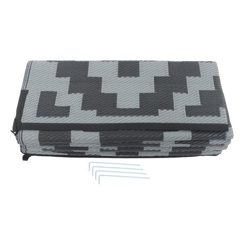 Outdoor Waterproof 9x12FT Black Gray Carpet Plastic Straw Rug For Camping Deck