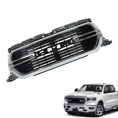 W/Chrome Grille Front Grill Glossy Black New For Dodge Ram 1500 2019 2020-2022