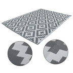 9x12ft Outdoor Plastic Straw Rug For Camping Outdoor Carpet RV Mat Gray & White