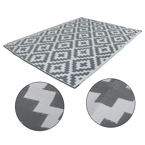 9x12ft Outdoor Plastic Straw Rug For Camping Outdoor Carpet RV Mat Gray & White