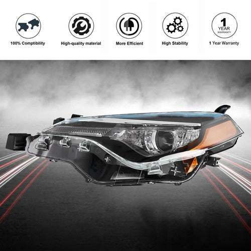 Headlights LED Black Housing Left Side For 2017-2019 Toyota Corolla C L Le Eco