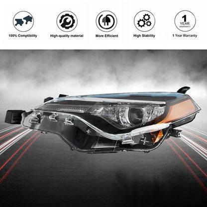 Headlights LED Black Housing Left Side For 2017-2019 Toyota Corolla C L Le Eco