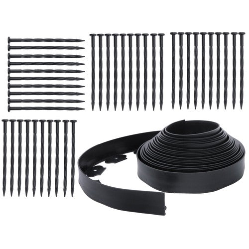 Lawn Border L-shaped Lawn Garden Edging Kit 40FT With 40Pcs Anchoring Spikes