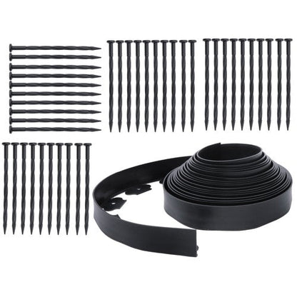 Lawn Border L-shaped Lawn Garden Edging Kit 40FT With 40Pcs Anchoring Spikes