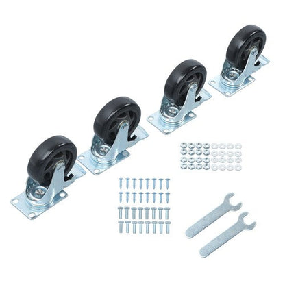 4 Inch Caster Wheels Heavy Duty with Brake,2200Lbs,Swivel Plate Casters Set Of 4