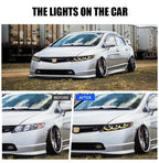 Full LED Headlights For Honda Civic 2006-2011 Sequential Headlamp Assembly Pair