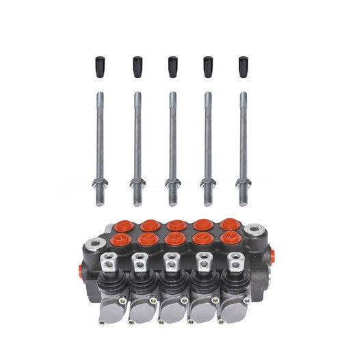 5 Spool 3625PSI Hydraulic Monoblock Double Acting Control Valve 11 GPM SAE Ports