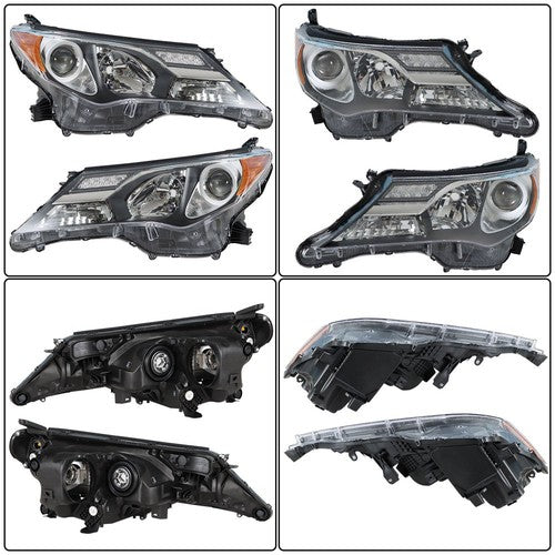Fit For Toyota RAV4 2013 2014 2015 LH+RH Headlight Headlamps Clear Lens Halogen