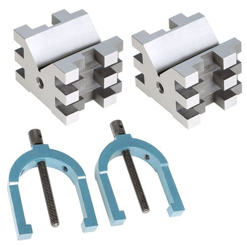 Multi-Use V-Block and Clamp Hardened Steel 2-3/8" x 2-3/4" x 2" Set
