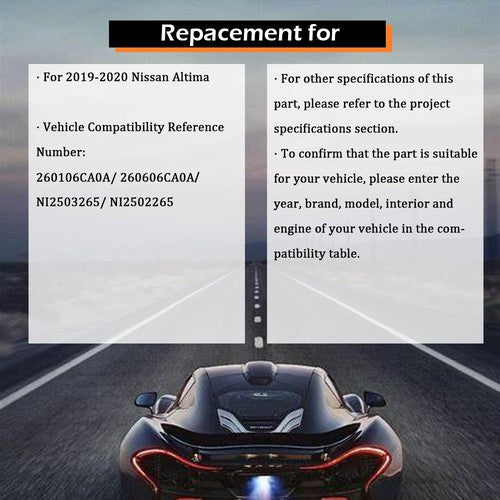 For Nissan Altima 2019-2020 LH+RH Headlight Headlamps Clear Lens Halogen Chrome