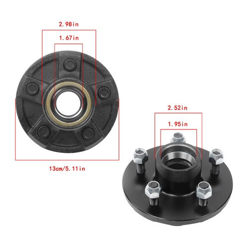 2-Pack Pre-assembled 5-Lug 4.5"Trailer Wheel Hub For 3,500 lbs #84 Trailer Axle