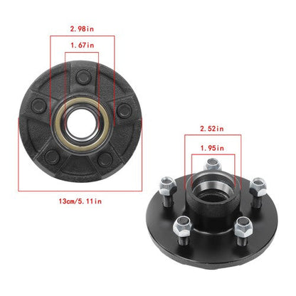 2-Pack Pre-assembled 5-Lug 4.5"Trailer Wheel Hub For 3,500 lbs #84 Trailer Axle