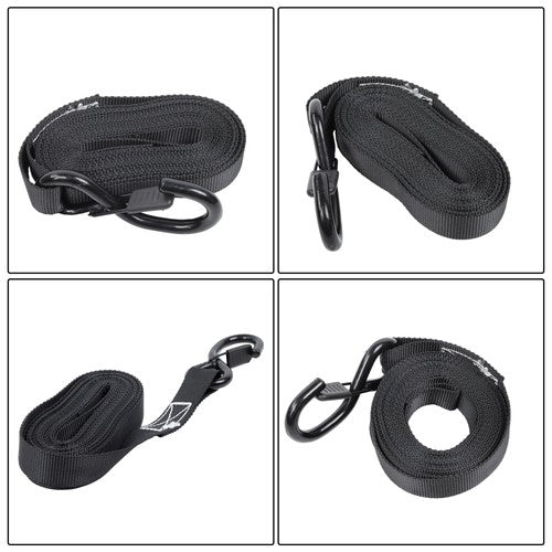 4 Pack Steel Ratchet Strap Black Fracture Strength 2200lbs 1in*15ft S Hooks