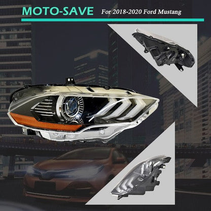 Black Headlight LED DRL Projector Lamp Right Side Fit For Ford Mustang 2018-2020