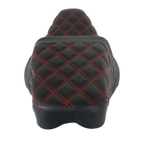 Red Lattice Stitch Carbon Fiber Gripper Step 2 Up Seat For Touring 2008-2020