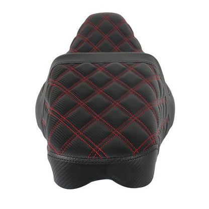 Red Lattice Stitch Carbon Fiber Gripper Step 2 Up Seat For Touring 2008-2020
