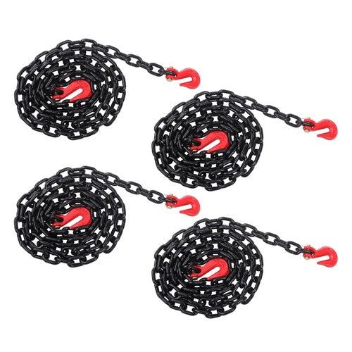 4PCS Binder Chain 3/8'' X 10' Grade 80 Transport Tow Chain Grab Hooks 7100 LBS