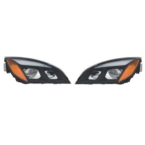 For Freightliner Cascadia Full LED Black Housing Headlights Headlamps 2018-2023