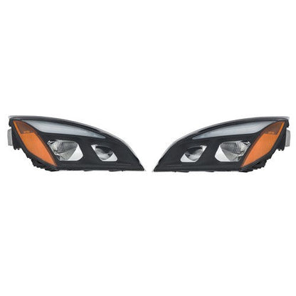 For Freightliner Cascadia Full LED Black Housing Headlights Headlamps 2018-2023