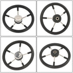 NEW 5 Spoke 13-7/8 Inch Stainless Steel Yach Steering Wheel with PU Foam（Black）