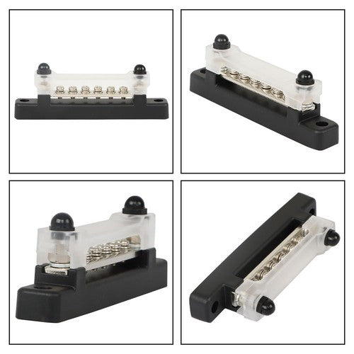 Bus Bar Power Distribution Terminal Block Red & Black 6 Way 48V 150A Busbar