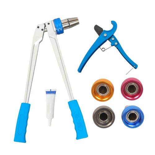 Precision Manual PEX Pipe Expander Tool Kit Expansion Heads W/ 3/8",1/2",3/4",1"