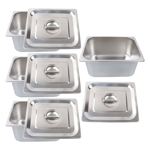 Restaurant Steam Table Pans 4 Pack 1/2 Size 6 Inch Deep Thickened with Lid