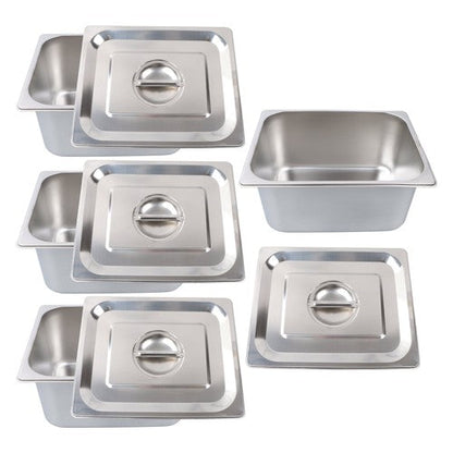 Restaurant Steam Table Pans 4 Pack 1/2 Size 6 Inch Deep Thickened with Lid