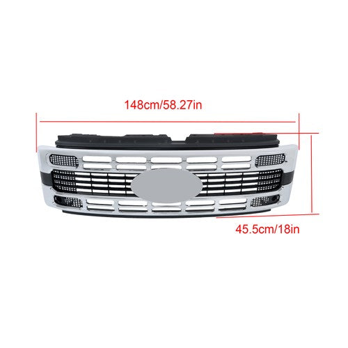 New Plastic Front Upper Bumper Grille Chrome Trim For Ford F250 XL/XLT 2023-2024