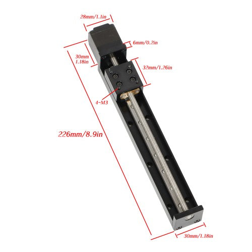 150mm Effective Travel Length Mini Guide Lead Screw T6x1 w/ NEMA11 Stepper Motor