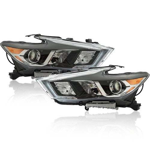 For Maxima S|SL|SV 2016-2017 18 Headlights Clear Lens LH+RH Pair Housing Chrome