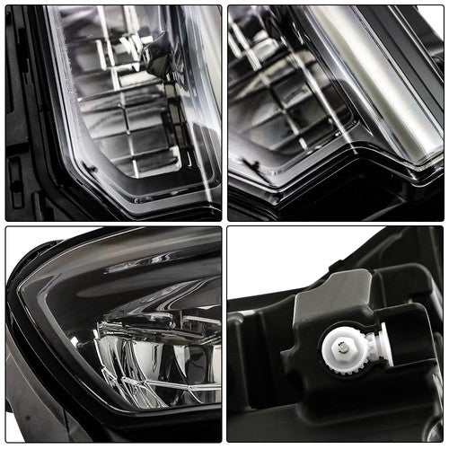For Grand Cherokee 2021-2024 (w/o Animation & Leveling) Pair Headlamps LED Black