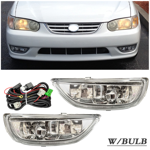 Front Bumper Fog Lights Driving Lamps Pair for 2001-2002 for Toyota Corolla